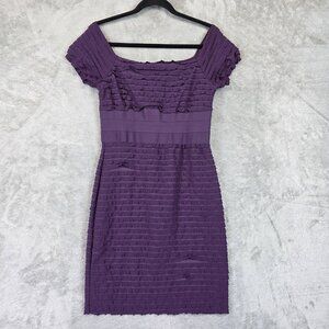 Max Studio Dress Womens Medium Purple Ruffle Bodycon Square Neck Party